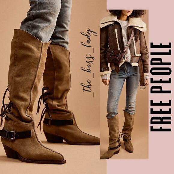 Free People Shoes - Free People slouch boots back-lace slouchy tall boots leather suede fringe